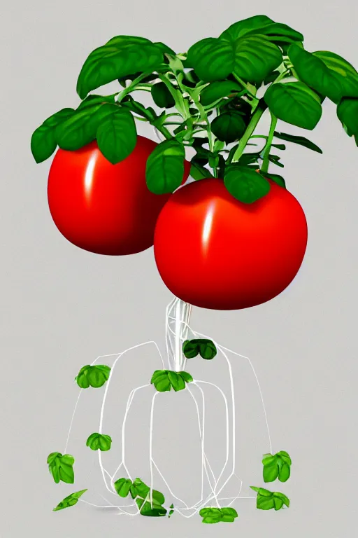 Image similar to a potted tomato plant with an ethernet connection, its leaves and tomatoes form a web developer interface for html 5 iot web 2. 0, very detailed digital painting trending on artstation