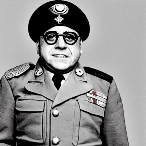 Image similar to portrait photograph of danny devito as a soviet officer in ww 2