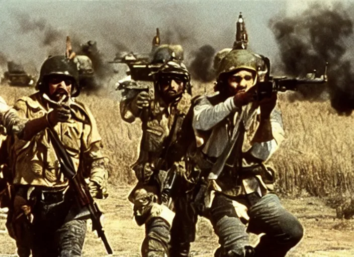 Prompt: scene from a 1970 war film