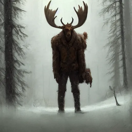 Prompt: anthropomorphic moose man by greg rutkowski