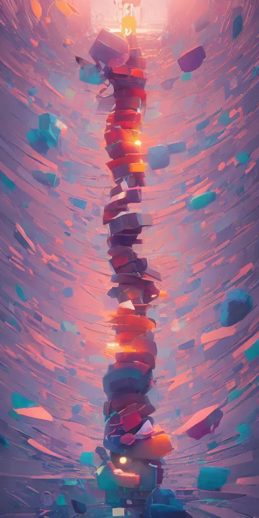 Image similar to highly detailed happy abstract geometric painting, stephen bliss, unreal engine, greg rutkowski, loish, rhads, beeple, makoto shinkai and lois van baarle, ilya kuvshinov, rossdraws, tom bagshaw, global illumination, detailed and intricate environment