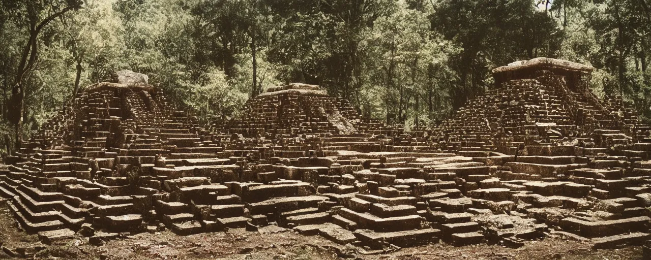 Image similar to an ancient aztec temple in the middle of the forest made out of spaghetti, canon 5 0 mm, cinematic lighting, photography, retro, film, kodachrome