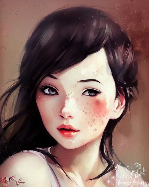 Image similar to portrait Anime snow white, girl cute-fine-face, pretty face, realistic shaded Perfect face, fine details. Anime. realistic shaded lighting by Ilya Kuvshinov Giuseppe Dangelico Pino and Michael Garmash and Rob Rey, IAMAG premiere, aaaa achievement collection, elegant freckles, fabulous