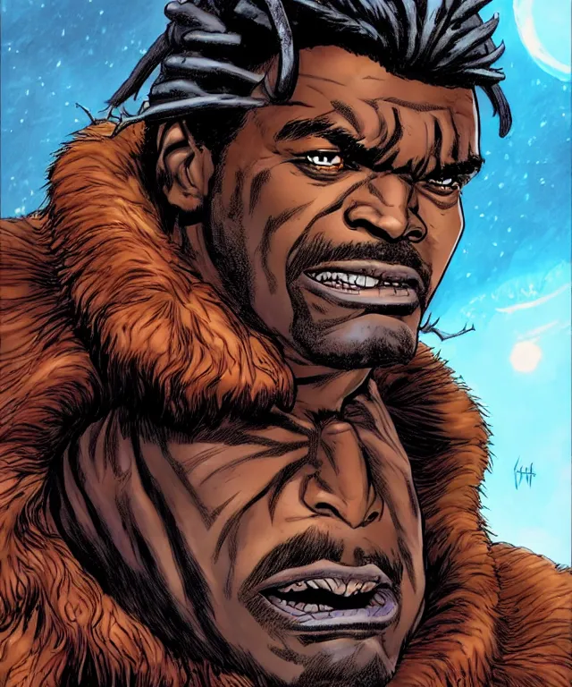 Image similar to a ( fantasy comic ) ( cover art ) portrait of ( the thing keith david ) in ( game of thrones ), digital illustration by ken taylor and sana takeda and kentaro miura, fine inking lines, vivid colors, dnd, photorealistic, hd, 4 k, trending on artstation