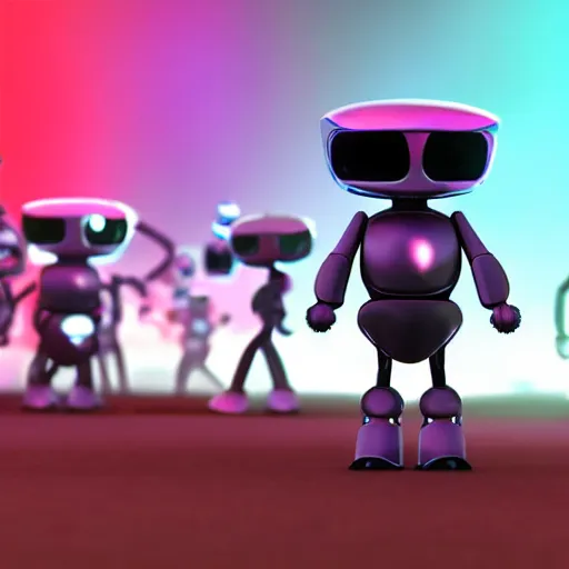 Image similar to promotional movie still wide - angle 3 0 m distance. nanorobots ( ( cat ) ) 1 million into the future ( 1 0 0 2 0 2 2 ad ). super cute and super deadly. nanorobots like disco music and dance - offs. cinematic lighting, dramatic lighting. octane 3 d, style saturday night fever