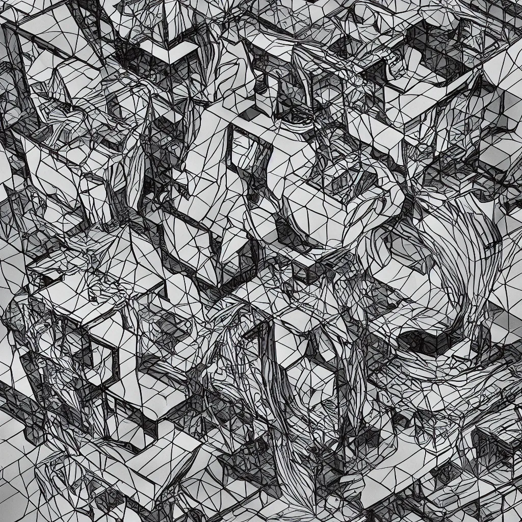 Image similar to いらすとや, in the style of M.C. Escher, inspired by zaha hadid,