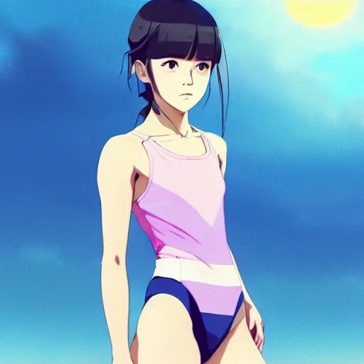 Image similar to a beautiful boyish japanese emma watson alluring instagram model, wearing elegant japanese hiphop leotard outfit with subtle mayan patterns and native fashion, aztec street fashion bathing suit, jrpg fashion, gapmoe yandere grimdark, trending on pixiv fanbox, painted by greg rutkowski makoto shinkai takashi takeuchi studio ghibli, akihiko yoshida