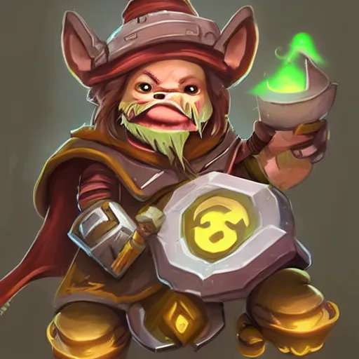 Image similar to a cute and adorable little ork wizard, hearthstone, concept illustartion, character art,