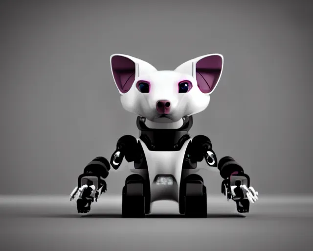 Image similar to futuristic ferret - shaped robot, robotic ferret - shaped 3 d octane render, cyberpunk ferret - shaped mechanical robot