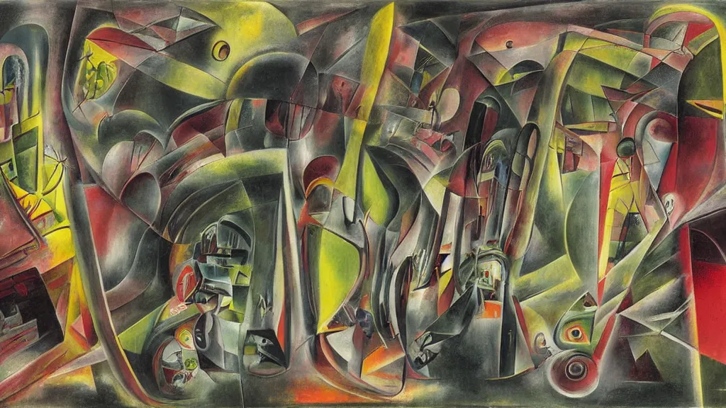 Image similar to a vision of interdimensional transport, by roberto matta