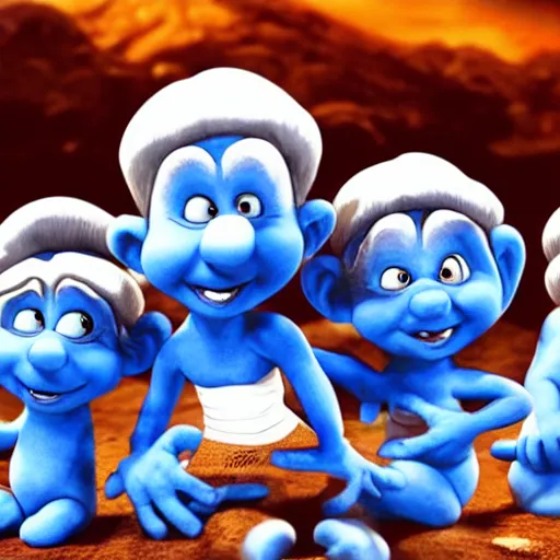 Prompt: The Smurfs as painted by H.R. Giger, high definition, 4K, rendered in Unreal