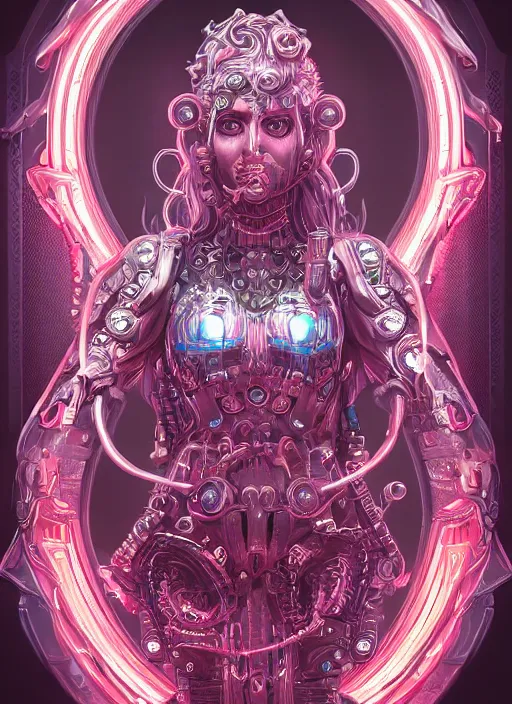 Image similar to ultradetailed ornate cyberpunk RPG character sci-fi illustration of a beautiful symmetric Medusa radiating a majestic glowing aura, intricate smooth digital painting, sharp focus, deep neon-noir tones, 3d rim light, artstation, concept art, hyperrealistic, photorealistic, Kodakchrome