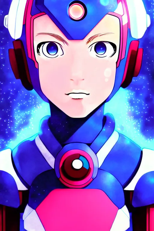 Image similar to Futuristic beautiful female megaman portrait by Makoto Shinkai