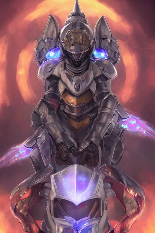 Image similar to helmet armor guardian destiny in witch queen illumination ray tracing hdr fanart arstation by sung choi robot ninja mask and eric pfeiffer and gabriel garza and casper konefal