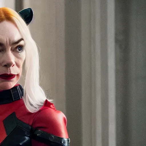 Prompt: A still of Julianne Nicholson as Harley Quinn