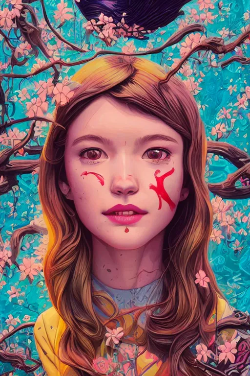 Image similar to a girl smiling, Tristan Eaton, victo ngai, artgerm, RHADS, ross draws