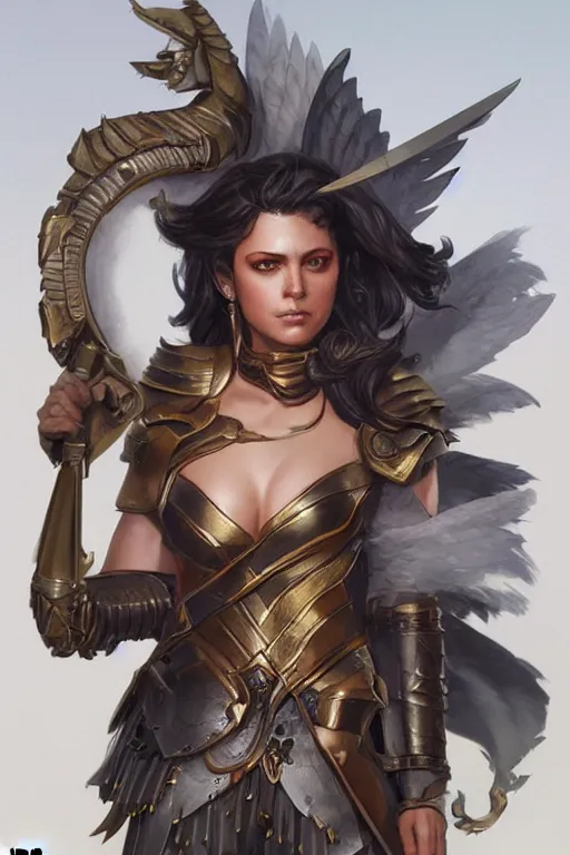 Image similar to amazon valkyrie athena, d & d, fantasy, portrait, highly detailed, headshot, digital painting, trending on artstation, concept art, sharp focus, illustration, art by artgerm and greg rutkowski and magali villeneuve