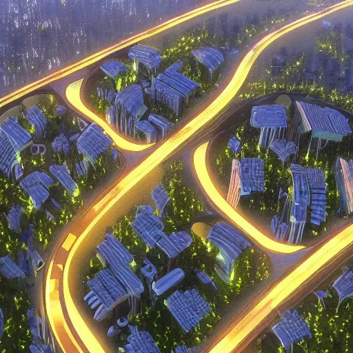 Image similar to scenic view of a futuristic modern utopian eco friendly city