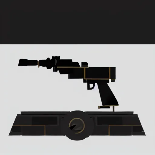 Image similar to heavy dieselpunk grenade launcher on a black background | | stylized weapon icons, digital painting, isometric, by greg rutkowsky, trending on artstation