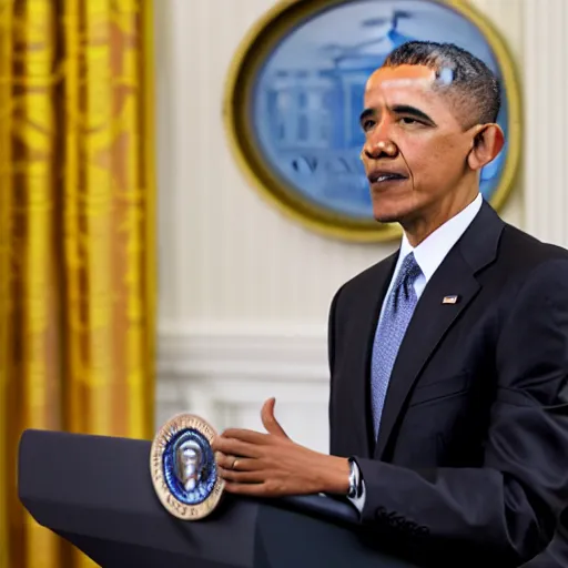 Prompt: barack omaba in white house, press photograph, high quality, new york times