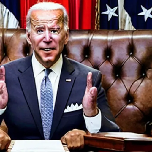 Image similar to joe biden dressed as mr. t testifying in court