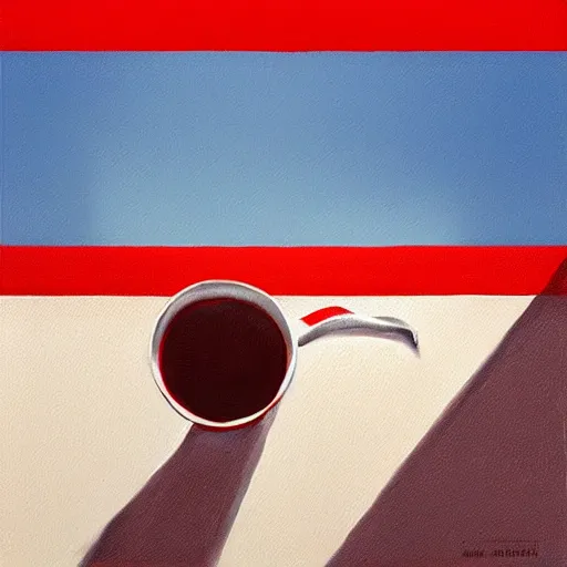 Image similar to white paper cup with horizontal red strip!!!, traditional belorussian background motive!!, hyperrealistic, highly detailed, cinematic, volumetric sunlight, beautiful, cgssociety, artstation, 8 k, oil painting by greg rutkowski, by artgerm, by wlop