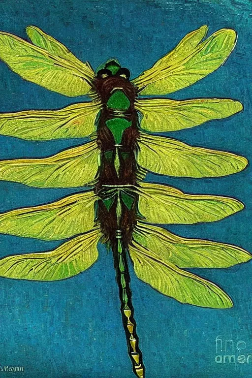 Prompt: symmetrical!!! looking at the camera!! dragonfly!! by vincent van gogh