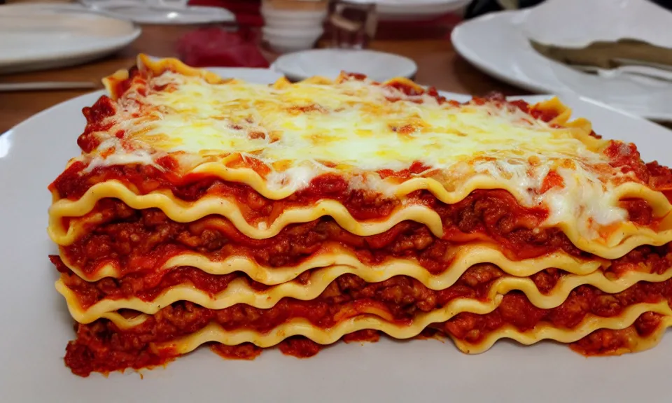 Image similar to lasagna cross - section, made out of wood, delicious