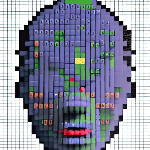 Prompt: a 3/4 view of an android's head made of pixel blocks dispersing into the ether, realistic, 3d render