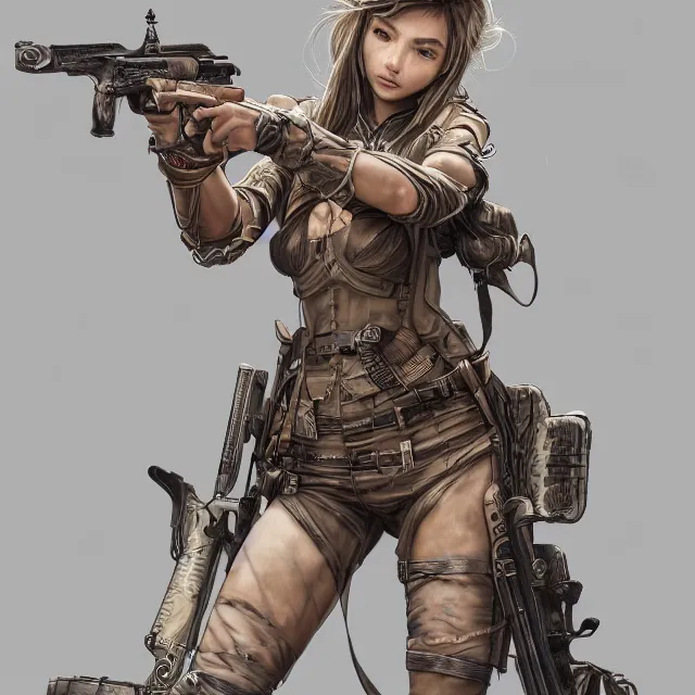 Prompt: the portrait of lawful neutral colorful female infantry gunner as absurdly beautiful, gorgeous, elegant, mature european swimsuit model looking straight, an ultrafine hyperdetailed illustration by kim jung gi, irakli nadar, intricate linework, incredibly detailed faces, extremely sharp focus, octopath traveler, unreal engine 5 highly rendered, global illumination, radiant light, detailed and intricate environment