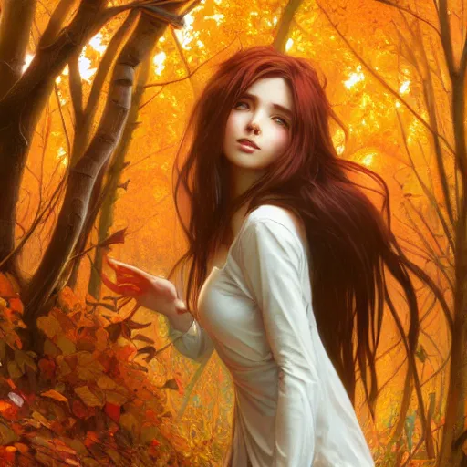 girl with super long hair, hair becoming autumn red | Stable Diffusion |  OpenArt