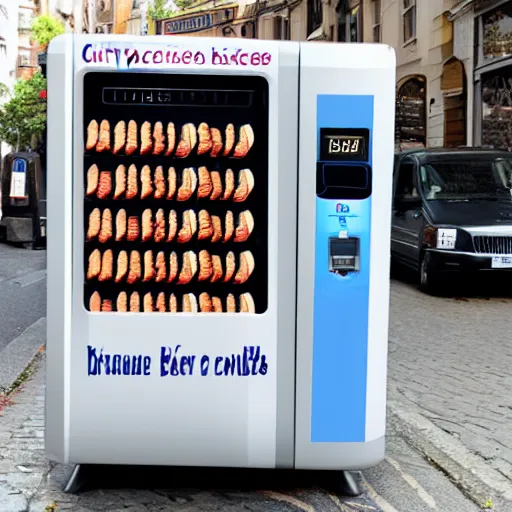 Prompt: baguette vending machine in street