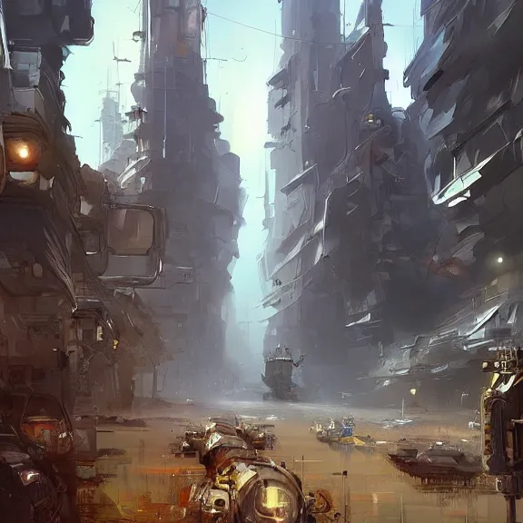 Image similar to a painting in the style of stephan martiniere and in the style of ian mcque