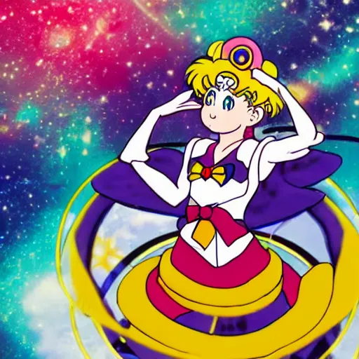 Prompt: Liminal space in outer space, Sailor Moon style