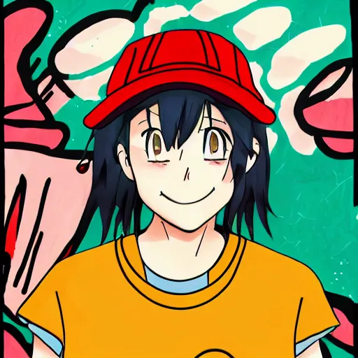 Image similar to hila klein with crooked teeth, recovering from drugs, anime style, digital art, cute, teddy fresh