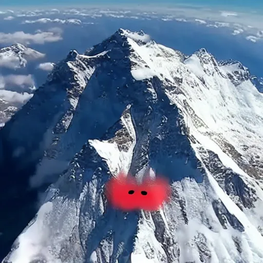 Prompt: A giant moustache on top of mount everest, drone footage