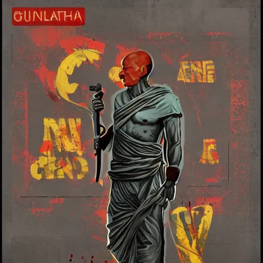 Image similar to Nuclear Gandhi, extremely detailed, award-winning art, trending on Artstation