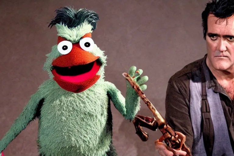 Image similar to Bruce Campbell as Ash in Evil Dead muppets