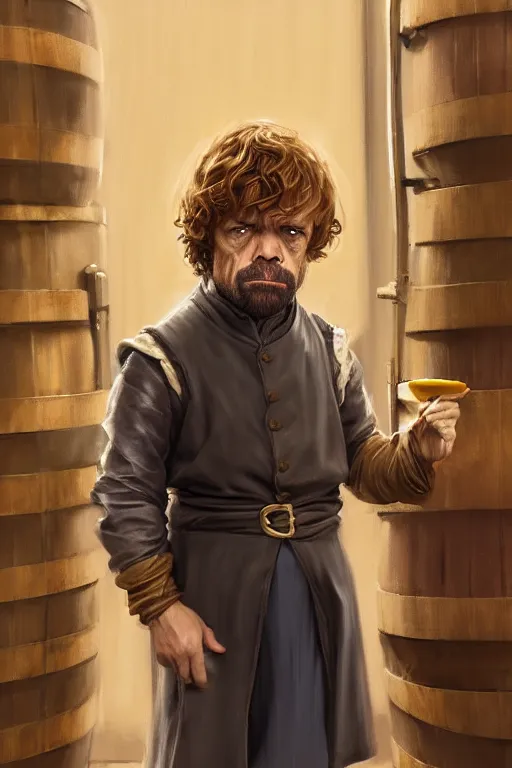 Image similar to tyrion lannister working in a winery, animation pixar style, by magali villeneuve, artgerm, jeremy lipkin and michael garmash, rob rey and kentaro miura style, golden ratio, trending on art station