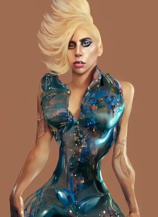 Image similar to lady gaga, from just dance, au naturel, hyper detailed, digital art, trending in artstation, cinematic lighting, studio quality, smooth render, unreal engine 5 rendered, league of legends, octane rendered, art style by klimt and nixeu and ian sprigger and wlop and krenz cushart