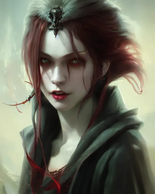 Image similar to young vampire, highly detailed, d & d, fantasy, highly detailed, digital painting, trending on artstation, concept art, sharp focus, illustration, global illumination, shaded, art by artgerm and greg rutkowski and fuji choko and viktoria gavrilenko and hoang lap