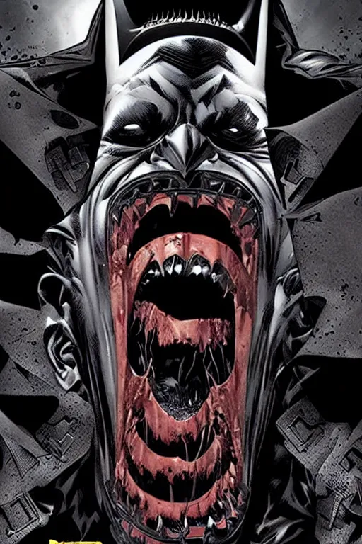 Prompt: batman who laughs hyper detailed cover art by lee bermejo