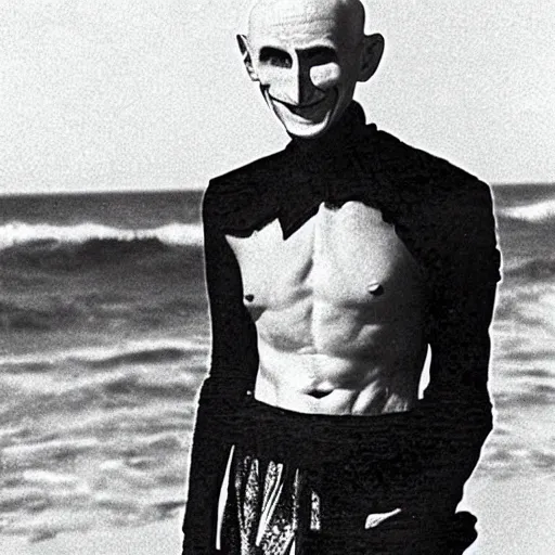 Image similar to count orlok shows off his tanlines, beach photograph