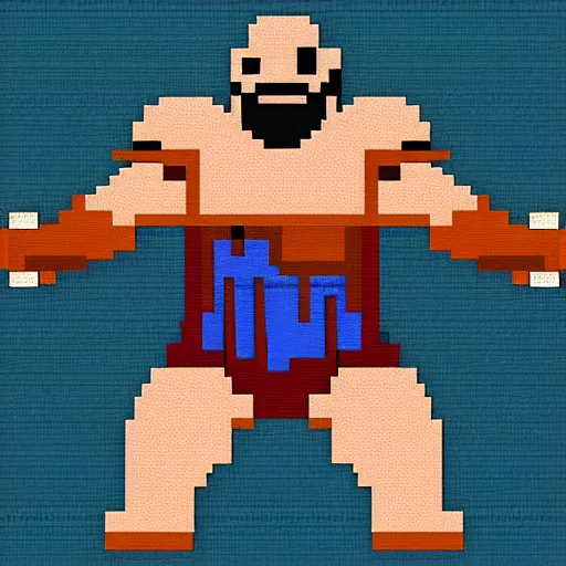 Image similar to pixel art of greek era kratos