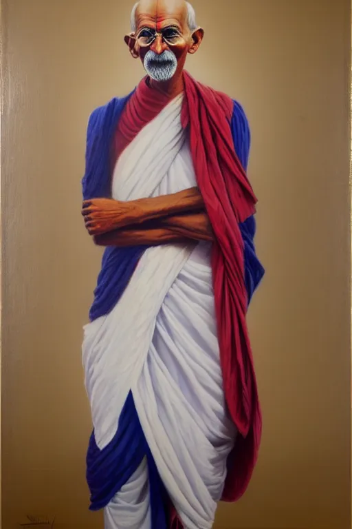 Image similar to full body portrait of donald trump as mahatma gandhi, oil on canvas by william sidney mount, hindu art, great soul, irish folk, trending on artstation