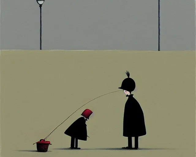 Image similar to a painting by guy billout and sam toft