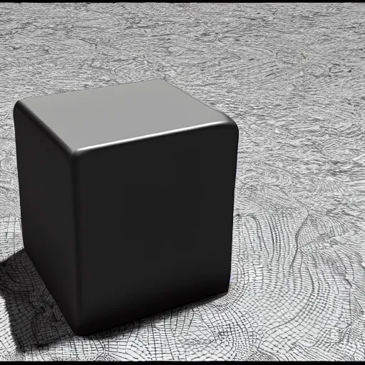Prompt: obsidian lava greeble cube, highly detailed, 3d render