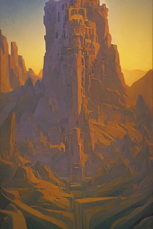 Prompt: the painted tower of the sun queen, by Sylvain Sarrailh and Nicholas Roerich and jean delville and Tyler Edlin and William Dyce, dramatic cinematic lighting , beautiful garden, ornate carved architecture, smooth, sharp focus, extremely detailed