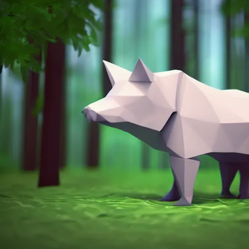 Prompt: cute 3 d low - polygon render of a forest animal, smooth white background, soft focus, centered