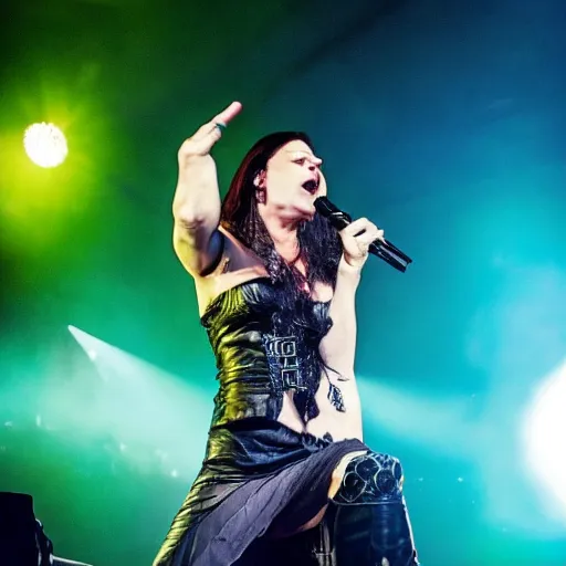 Prompt: Floor Jansen singing caramelldansen